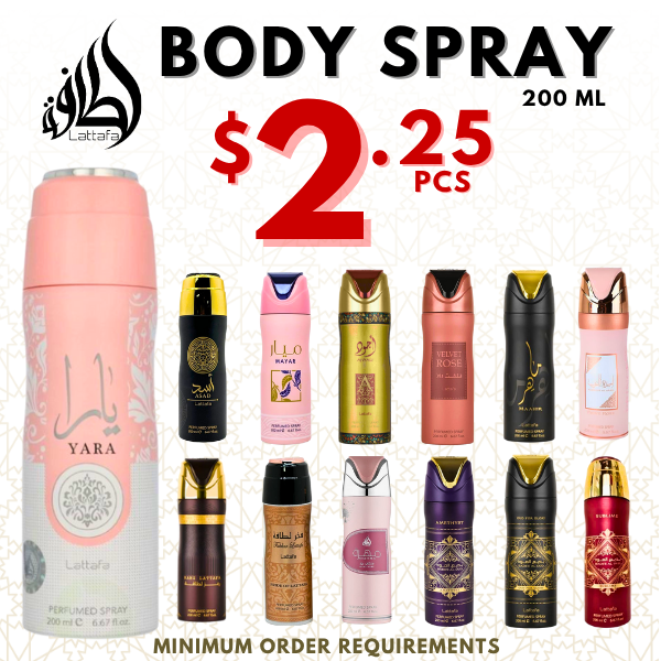 Lattafa Body Spray 200ML – Assorted Scents