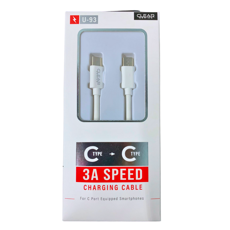 CLEAR U-93 Charging Cable Type C to C 3A Speed-Bulk Depot