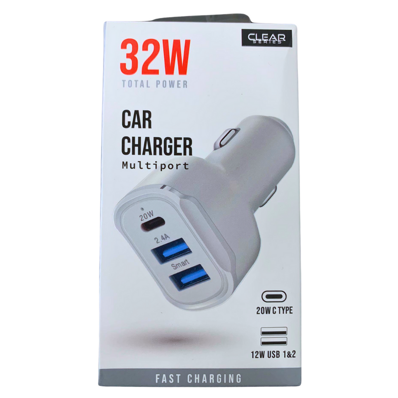 CLEAR Multiport Car Charger Fast Charging 32W-Bulk Depot