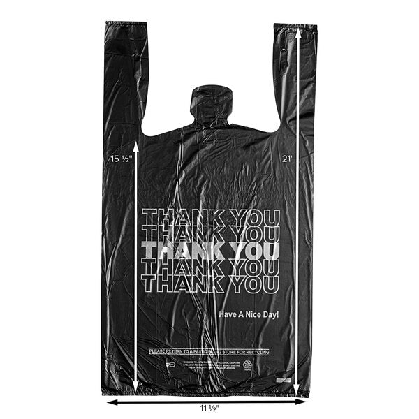 (Pack of 400 Bags) 1/6 Silver Thankyou Plastic Bag-Bulk Depot