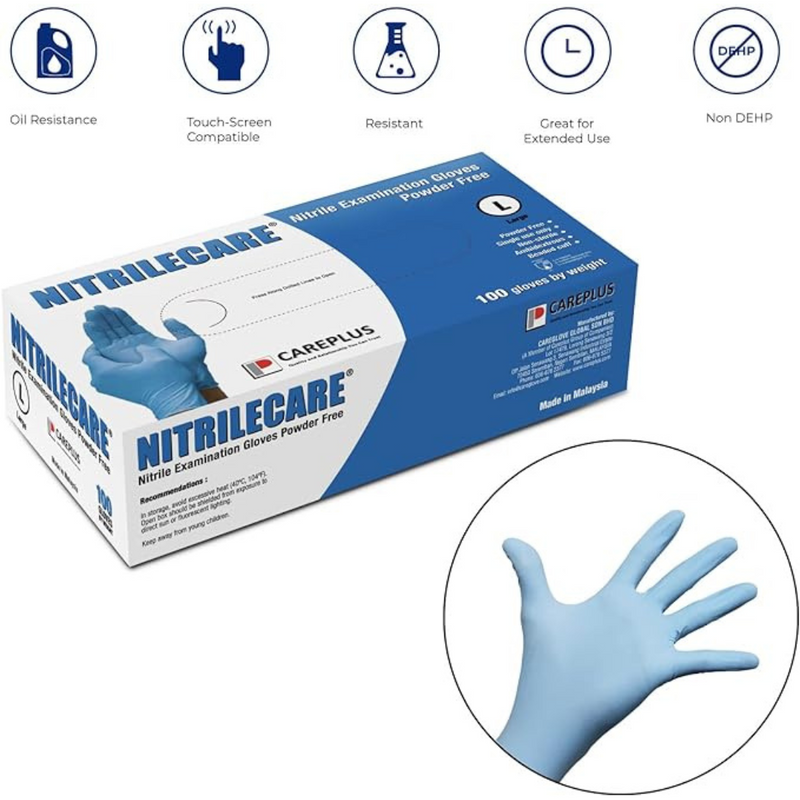 Nitirilecare Powder Free Examination Gloves (Bule)-Bulk Depot