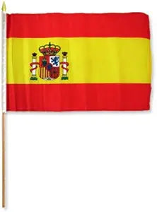 (12 Pack) 12 x 18 Spain Flag With Stick