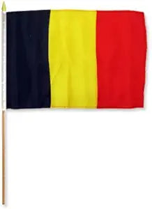 (12 Pack) 12 x 18 Belgium Flag With Stick