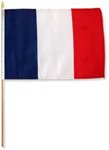 (12 Pack) 12 x 18 France Flag With Stick