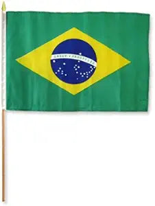 (12 Pack) 12 x 18 Brazil Flag With Stick