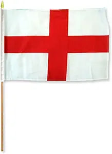 (12 Pack) 12 x 18 England Flag With Stick