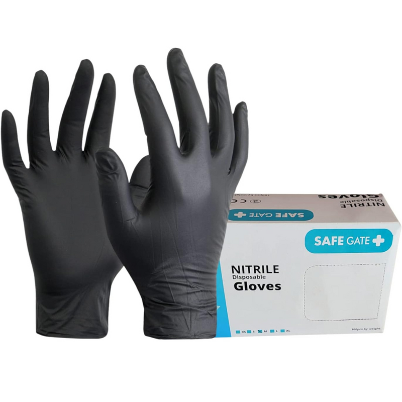 SafeGate Nitrile Disposable Gloves (Black)-Bulk Depot