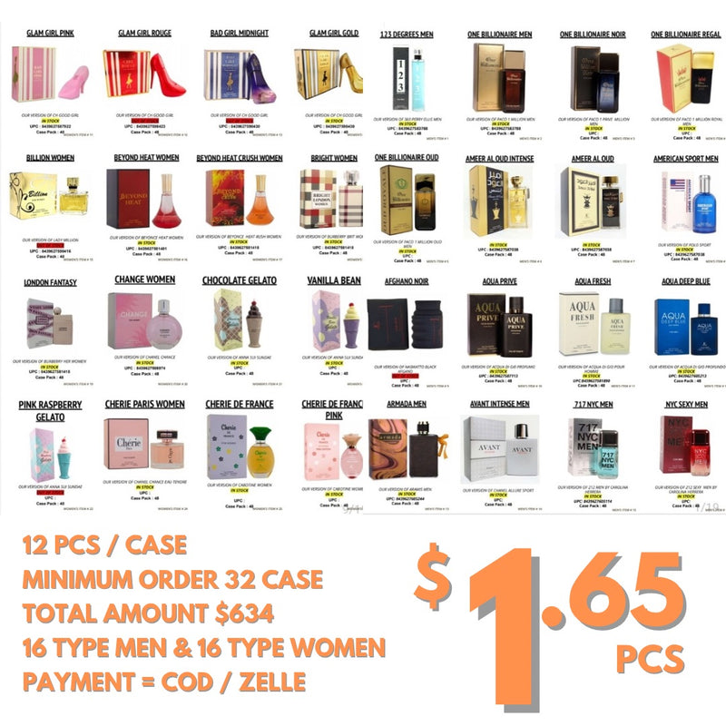 Wholesale Assorted Fragrances 12 Pcs/Case - Not Original