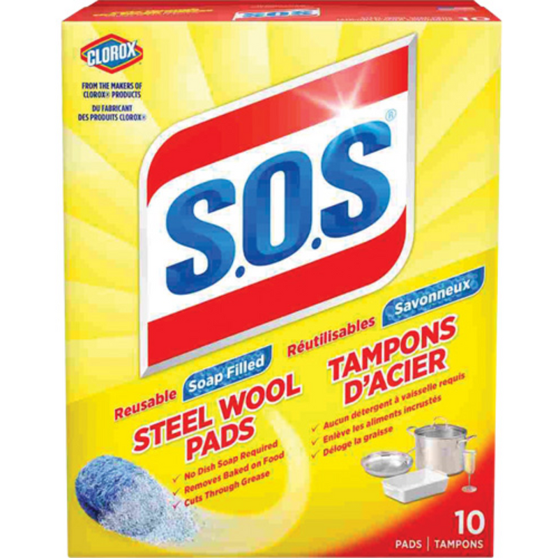 SOS Steel Wool Soap Pads, 10 Count, Pack of 6