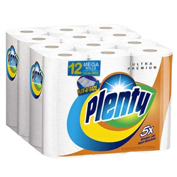 Plenty Paper Towels - 12 Double Rolls, 110 Sheets Per Roll -O