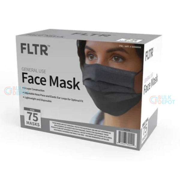 FLTR Black Face Masks, 75 Masks/Pack, Disposable (By Pallet Only)