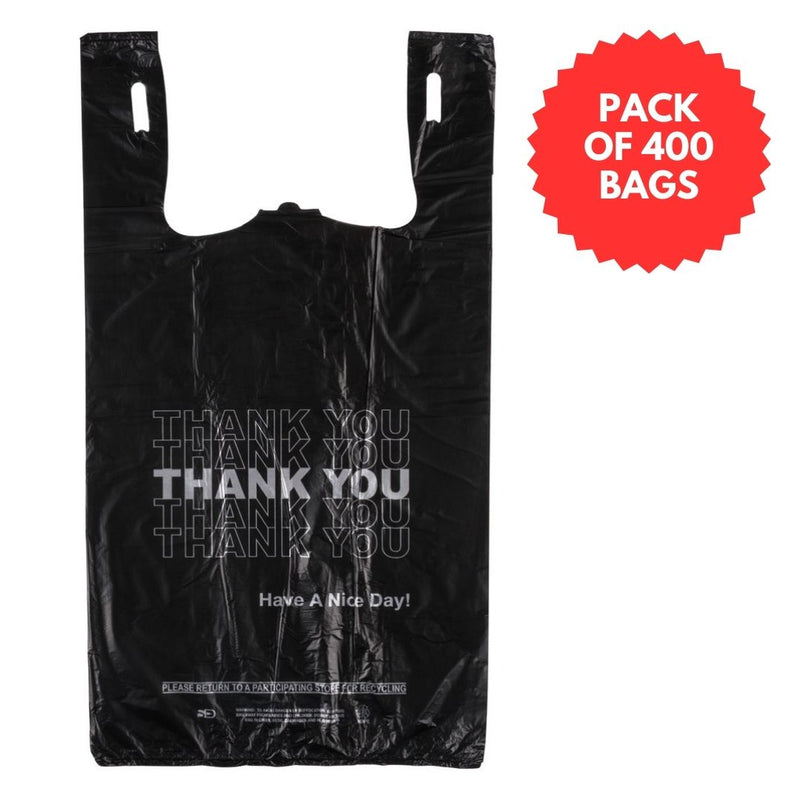 (Pack of 400 Bags) 1/6 Silver Thankyou Plastic Bag-Bulk Depot