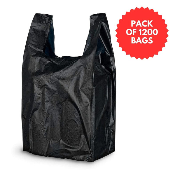 (Pack of 1200 Bag) 1/6 Black Plastic Bag-Bulk Depot