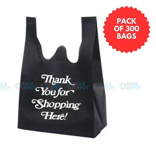 (Pack of 300 Bags) Reusable 1/6 Eco Friendly Durable Thank You Bag-Bulk Depot