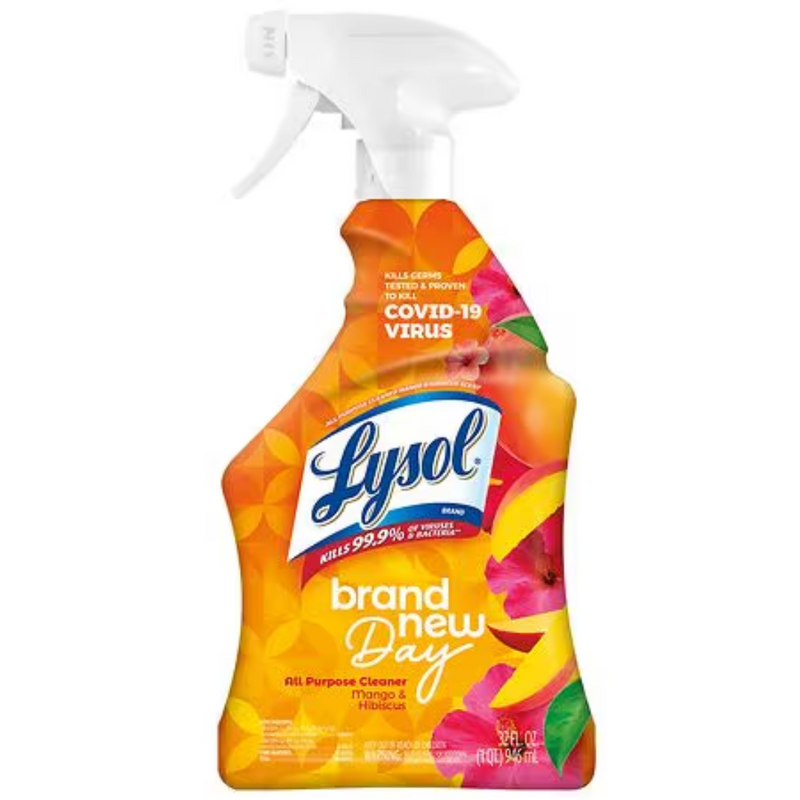 Lysol Trigger All-Purpose Cleaner 32 oz, Brand New Day, Mango & Hibiscus, Pack of 9