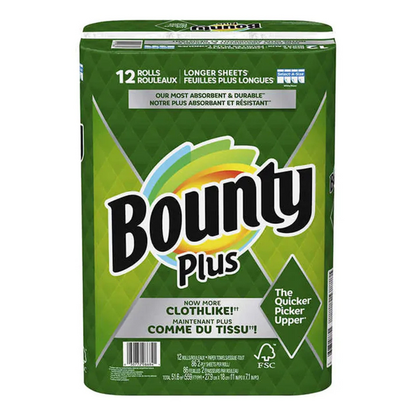 Bounty Paper Towels, 86 Sheets per Roll, 2-Ply, Case of 12