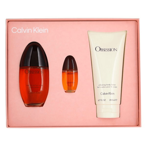 Calvin Klein Obsession (W) 3PC Set: 3.4oz (100ML) EDP + 6.7oz (200ML) Body Lotion + 0.5oz (15ML) EDP - Bulk Depot