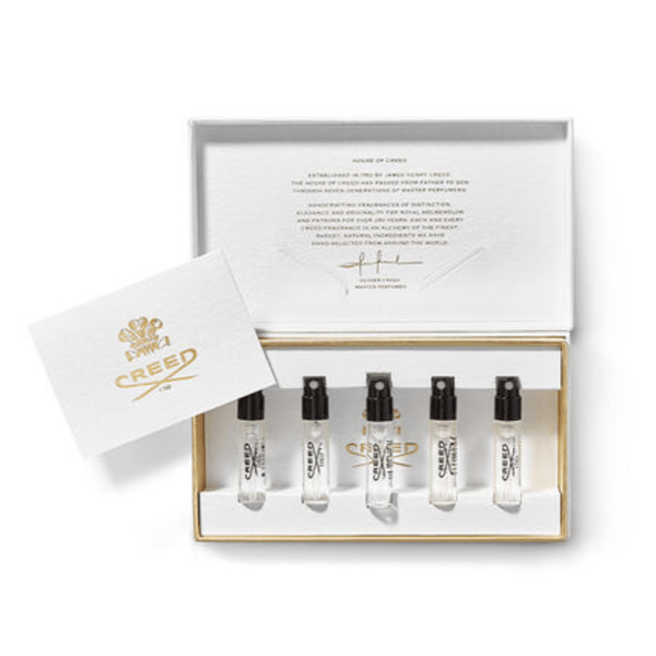 Creed Men’s Sampler Set – 5x1.7ml (Aventus, Green Irish Tweed, Original Vetiver, Silver Mountain Water, Millesime Imperial) - Bulk Depot