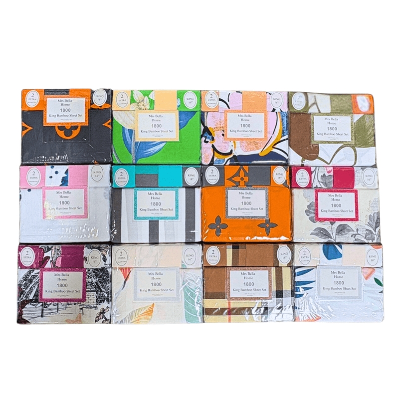Extra King Size Bedsheet, 6 Pcs Set, 12 Sets / CT - Bulk Depot