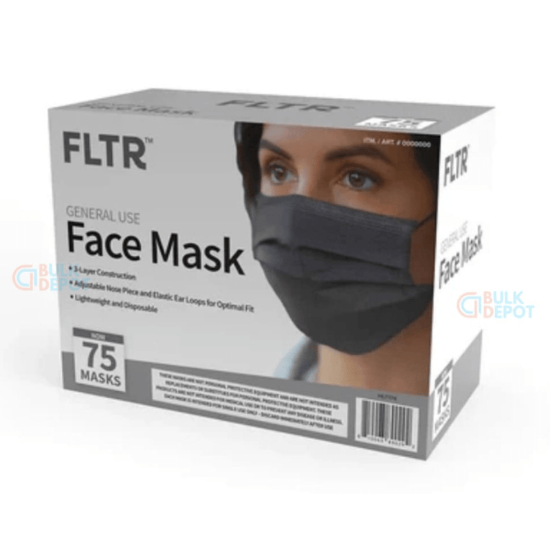 FLTR Black Face Masks, 75 Masks/Pack, Disposable (By Pallet Only) - Bulk Depot