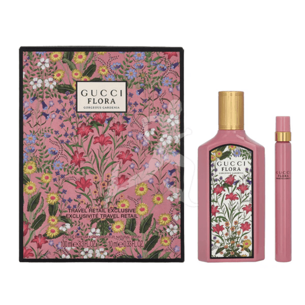 Gucci Flora Gorgeous Gardenia (W) 2PC Set: 3.3oz (100ML) EDP + 0.33oz (10ML) Pen Spray - Bulk Depot