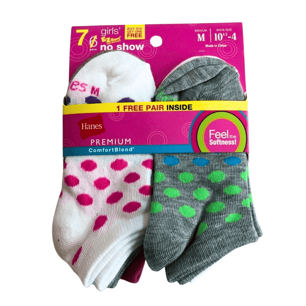 Hanes Kids No - Show Socks, Assorted Designs & Sizes, 24 Packs per Case - Bulk Depot