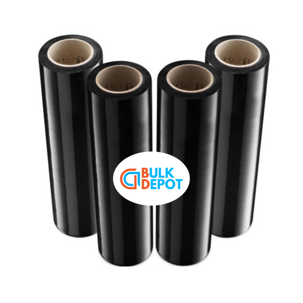 Black Stretch Film Wrap 18" x 100 Gauge, 4 Rolls per Case