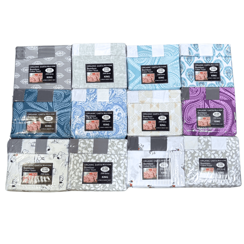 King Size Bedsheet, 6 PCs Set, 12 Sets per Case - Bulk Depot