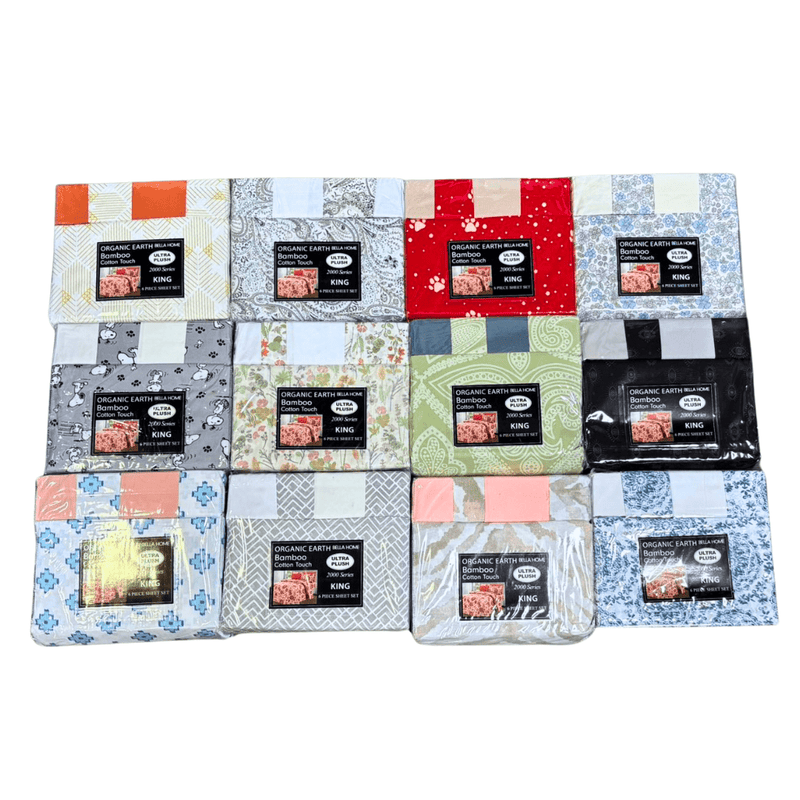 King Size Bedsheet, 6 PCs Set, 12 Sets per Case - Bulk Depot