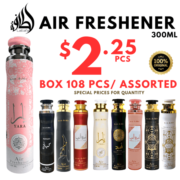 Lattafa Air Freshener 300 mL Mixed Case (9 Assorted Scents) - Bulk Depot