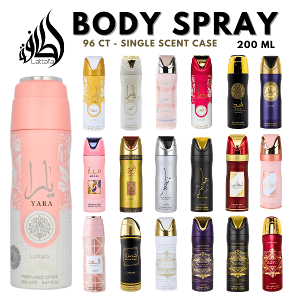 Lattafa Body Spray 200 mL – Master Case (Single Scent, 96 CT) - Bulk Depot LLC