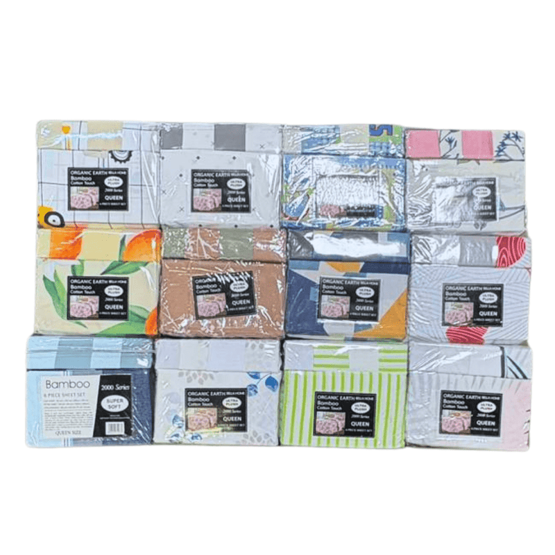 Queen Size Bedsheet, 6 PCs Set, 12 Sets per Case - Bulk Depot