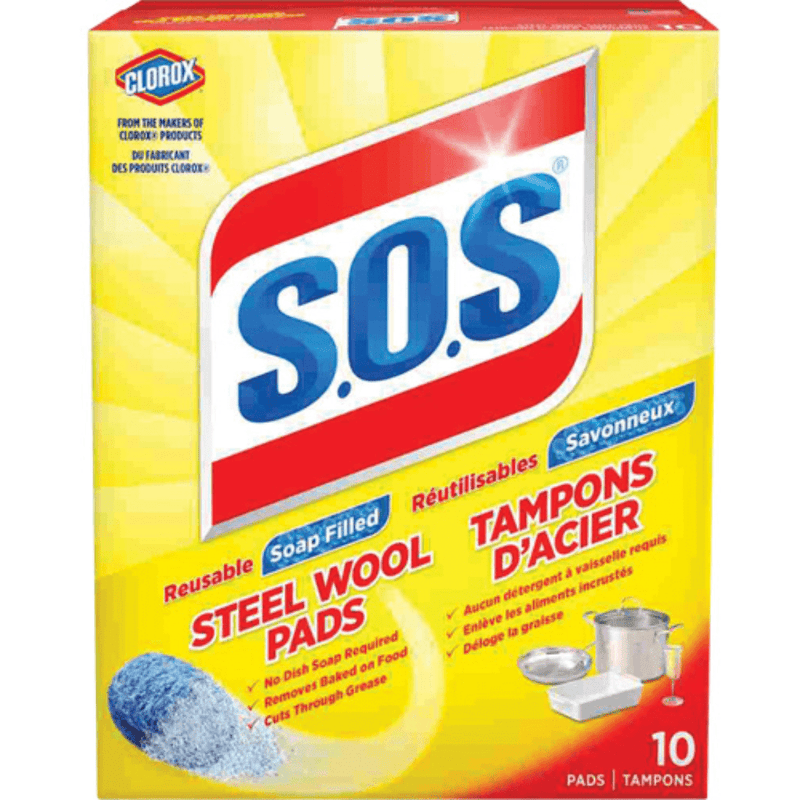 SOS Steel Wool Soap Pads, 10 Count, Pack of 6 - Bulk Depot